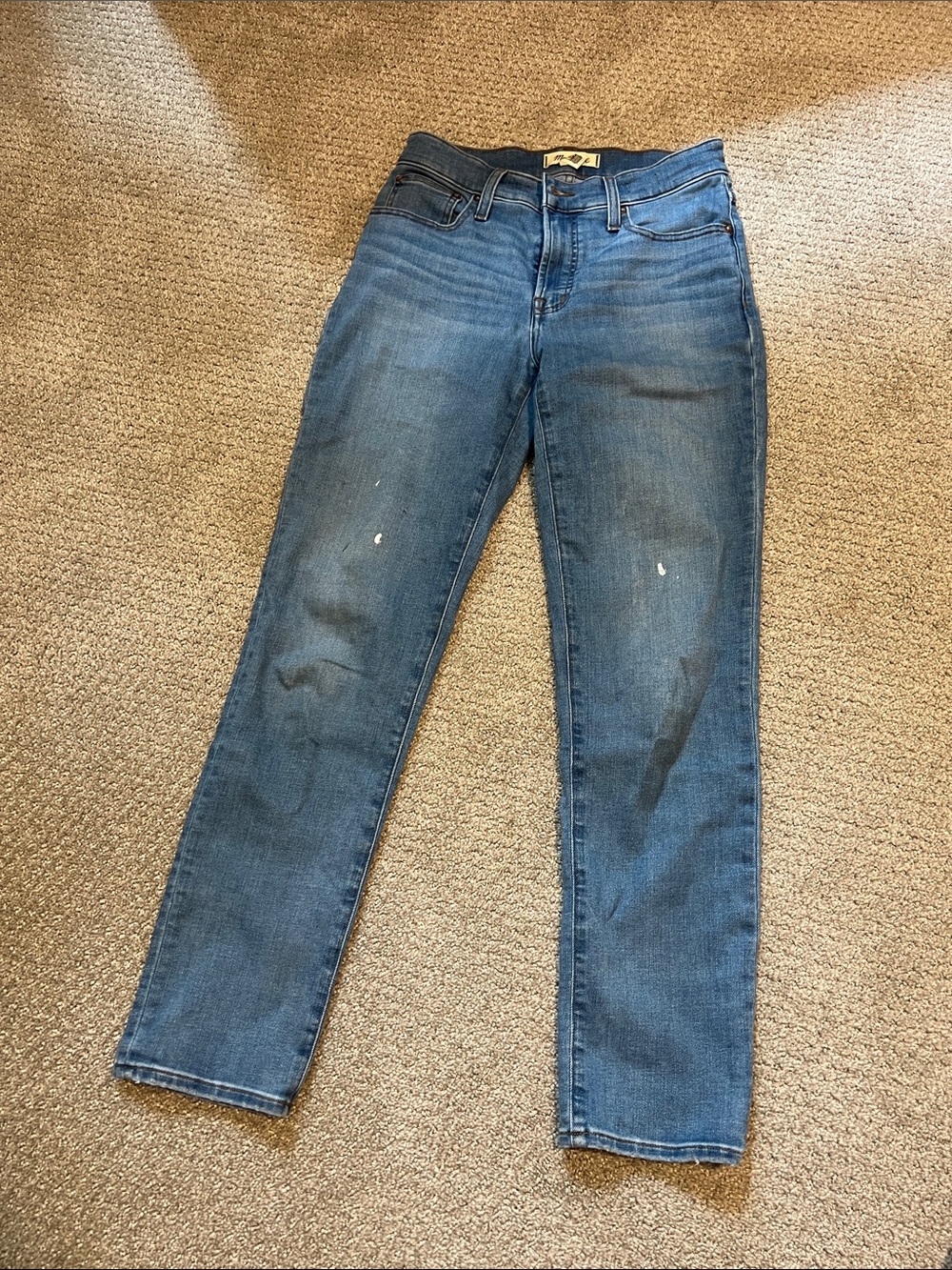 Madewell Women's Medium Blue Straight-Leg Jeans *paint stains*